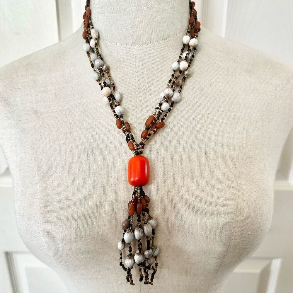 Seed beaded multi strand necklace